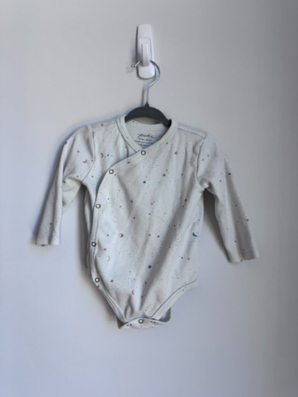 Pehr Celestial Organic Cotton Wrap Bodysuit 12-18M Stars Moon